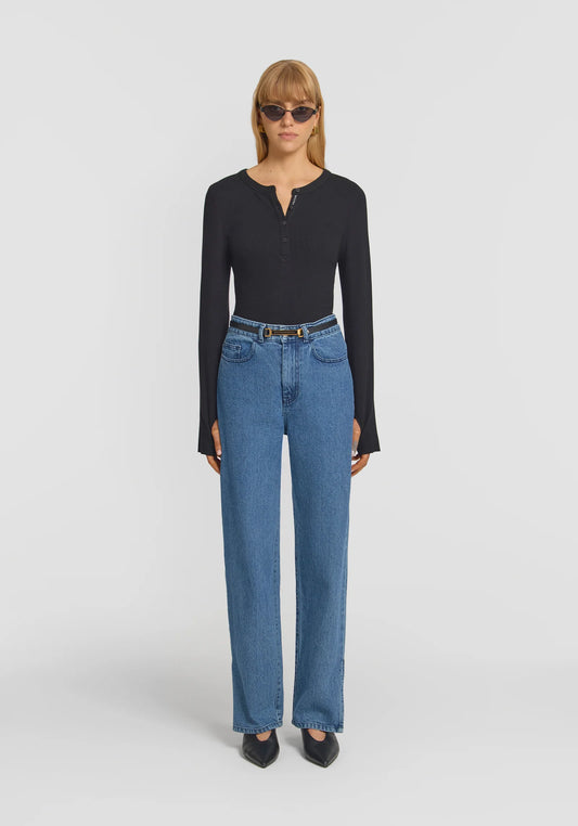 Clique Rib Henley - Black