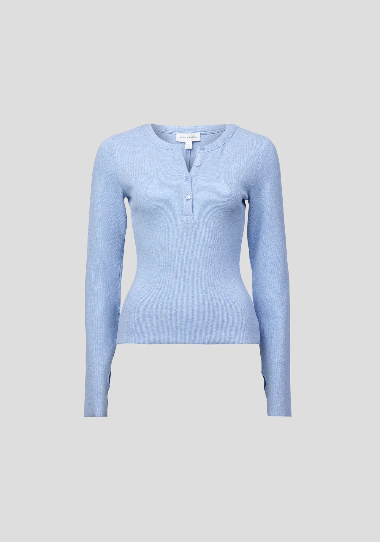 Clique Rib Henley - Tile Blue