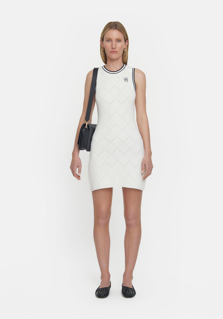 Agassi Mini Dress- Ivory Navy