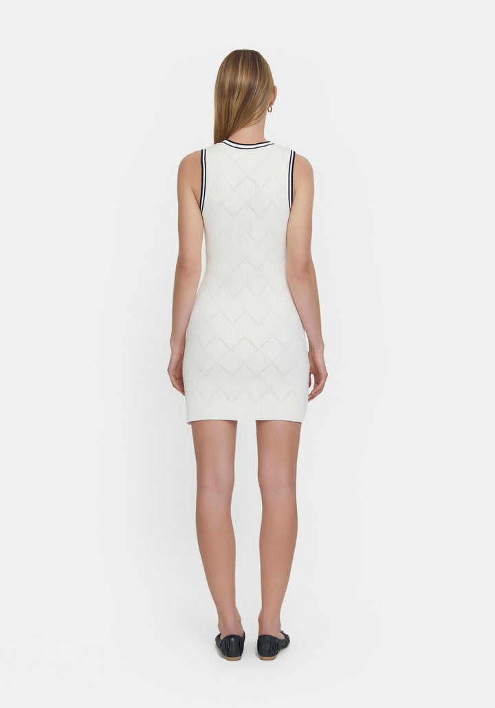 Agassi Mini Dress- Ivory Navy