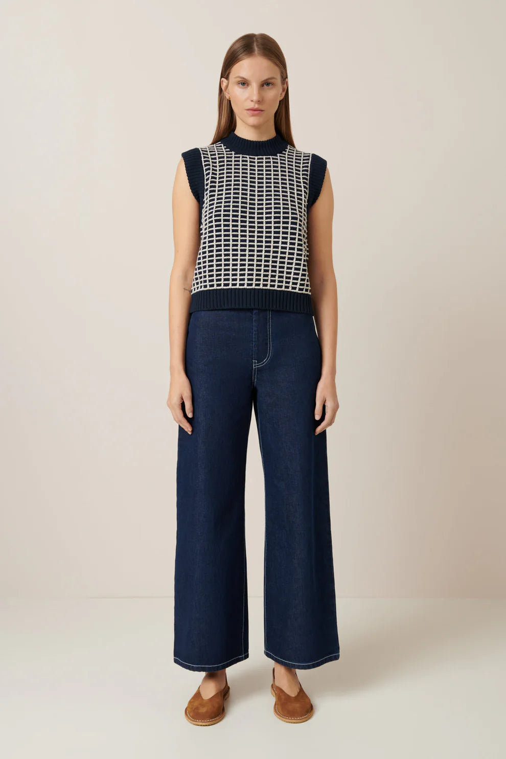 Grid Vest - Navy Grid
