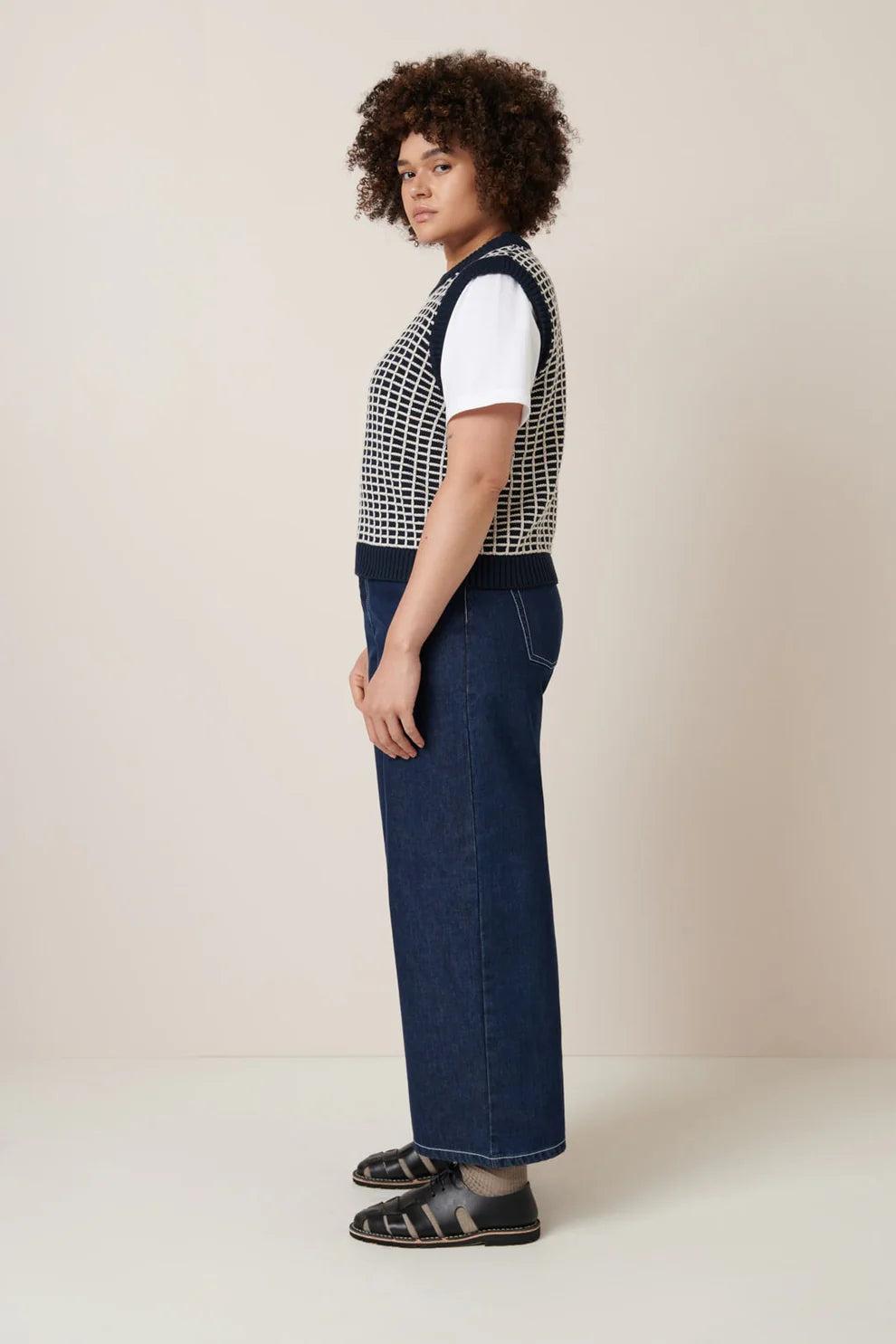 Grid Vest - Navy Grid