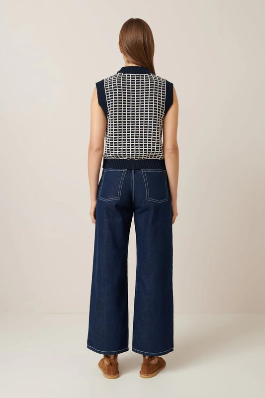 Grid Vest - Navy Grid