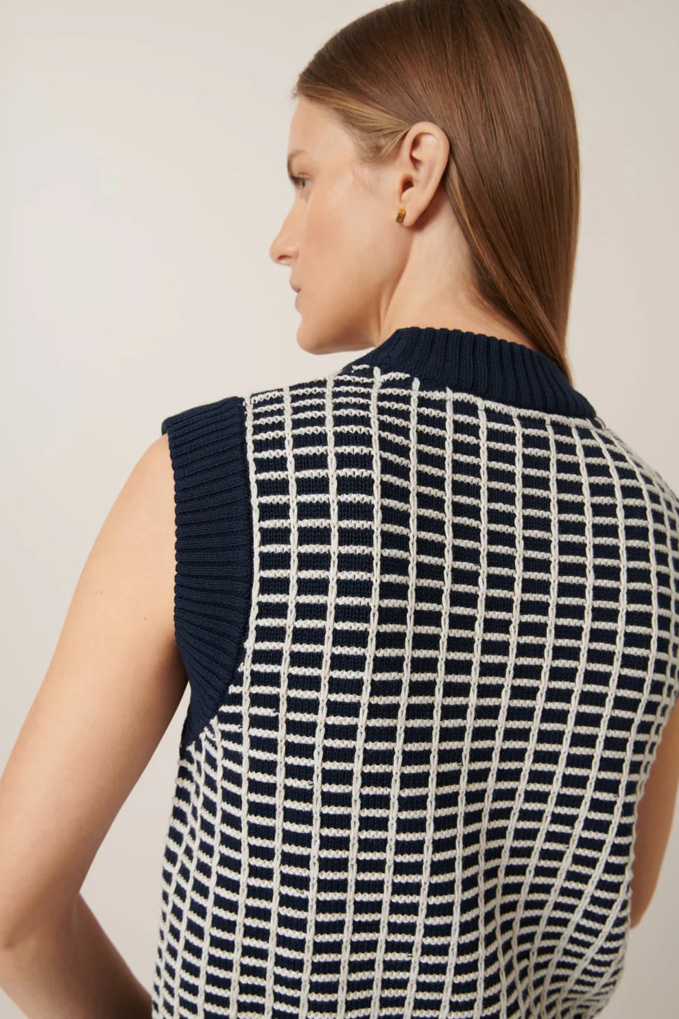 Grid Vest - Navy Grid