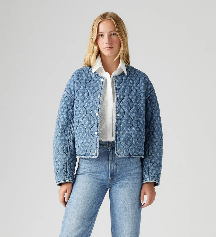 Rumer Quilted Liner Shirt - Geo Denim
