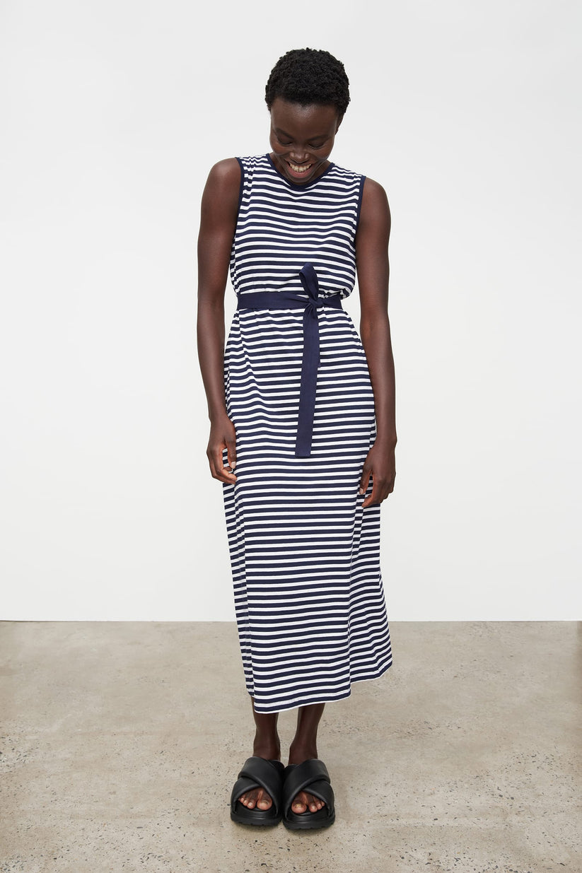 Long Singlet Dress - Navy Stripe