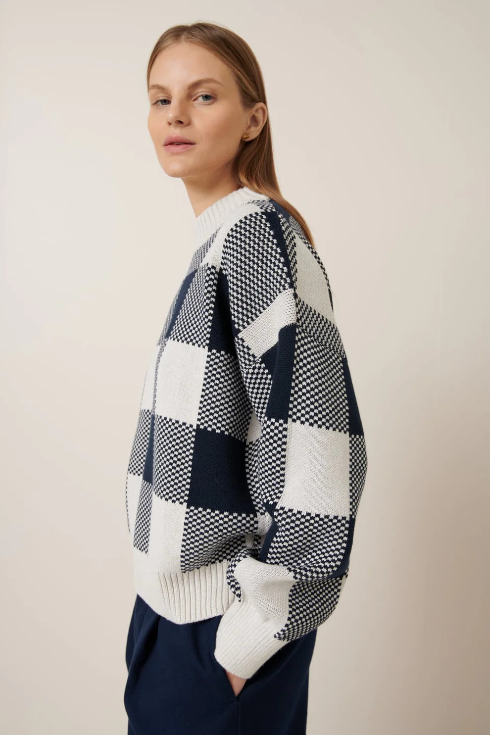 Otti Jumper - Navy Check