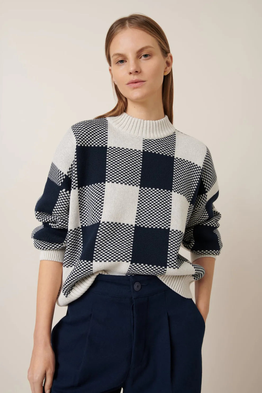 Otti Jumper - Navy Check