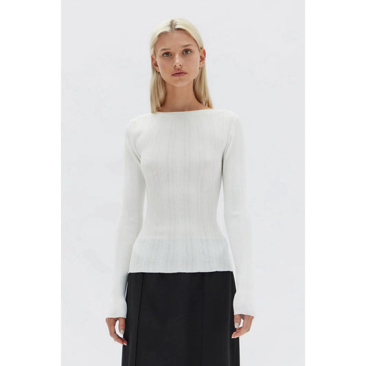 Vienna Knit Long Sleeve Top - Antique White