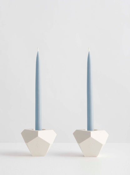 Faceted Marble Candle Holder - White