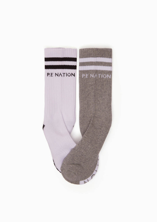 Marathon Crew Sock - White Grey