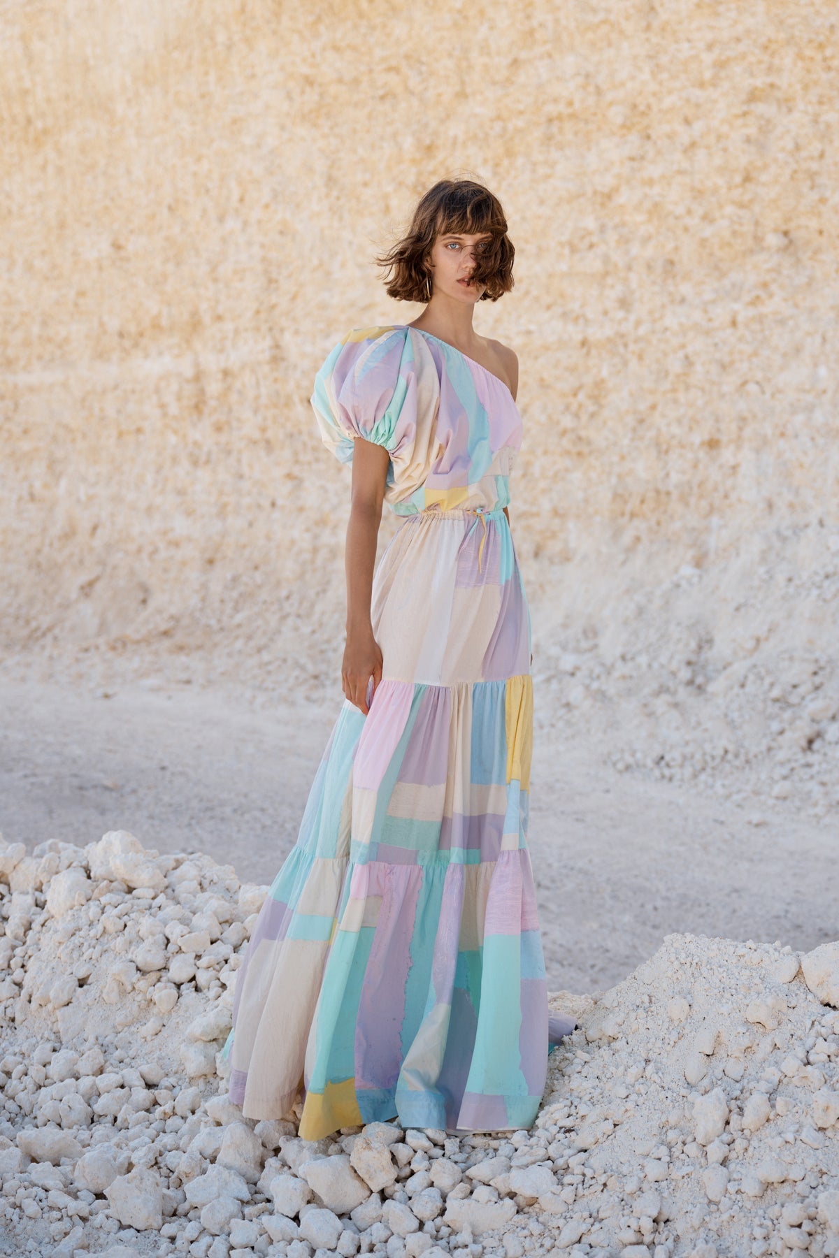 SWF - Exaggerate One Shoulder Puff Sleeve Maxi - No Worries Here Star Road Trader SWF - Exaggerate One Shoulder Puff Sleeve Maxi - No Worries Here Star Road Trader