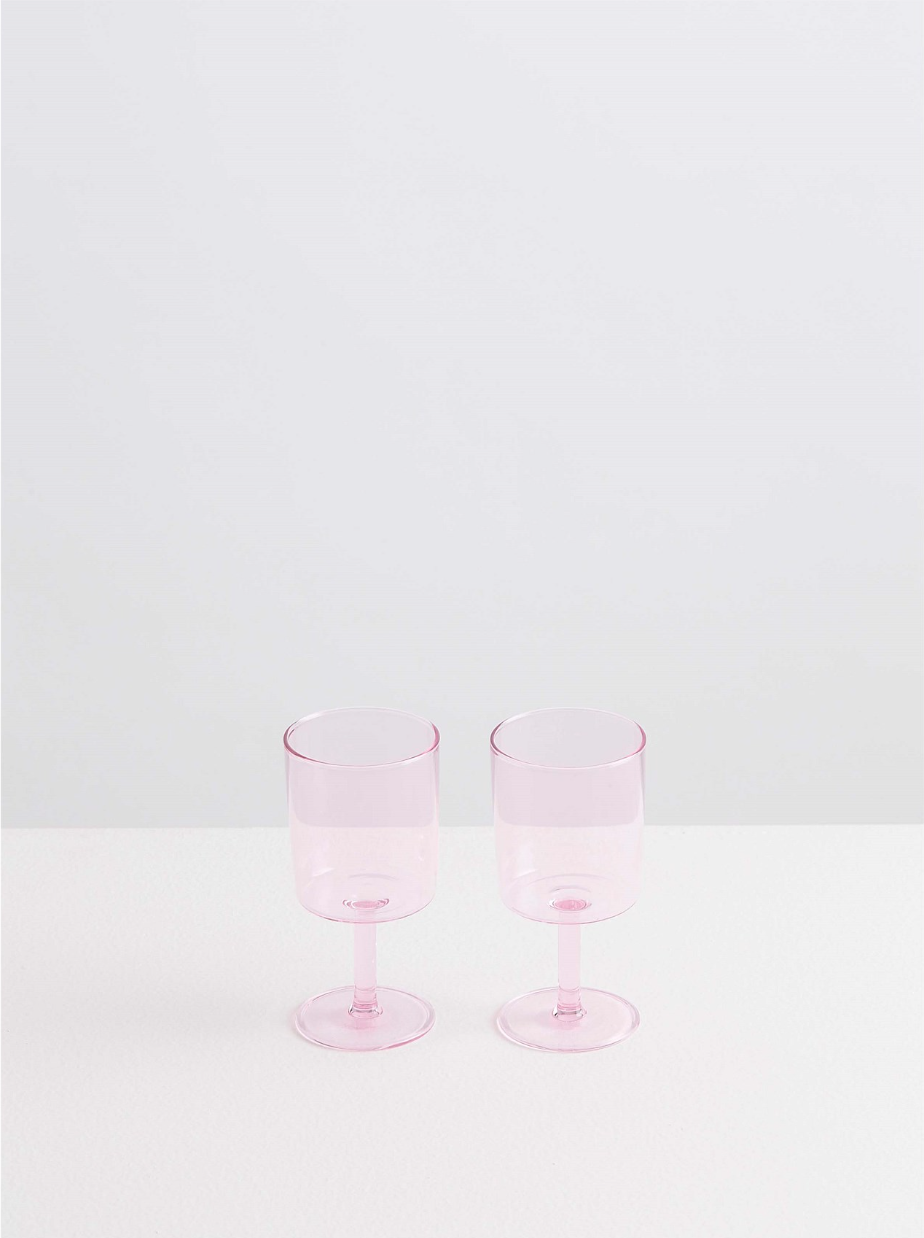 2 Wine Glasses - Pink