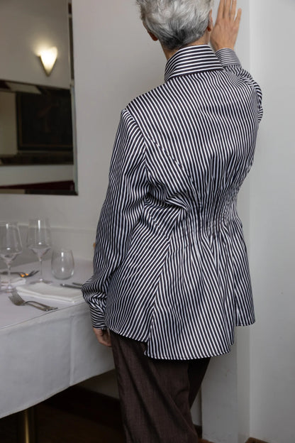 Keyes Shirt - Blue/Brown Stripe