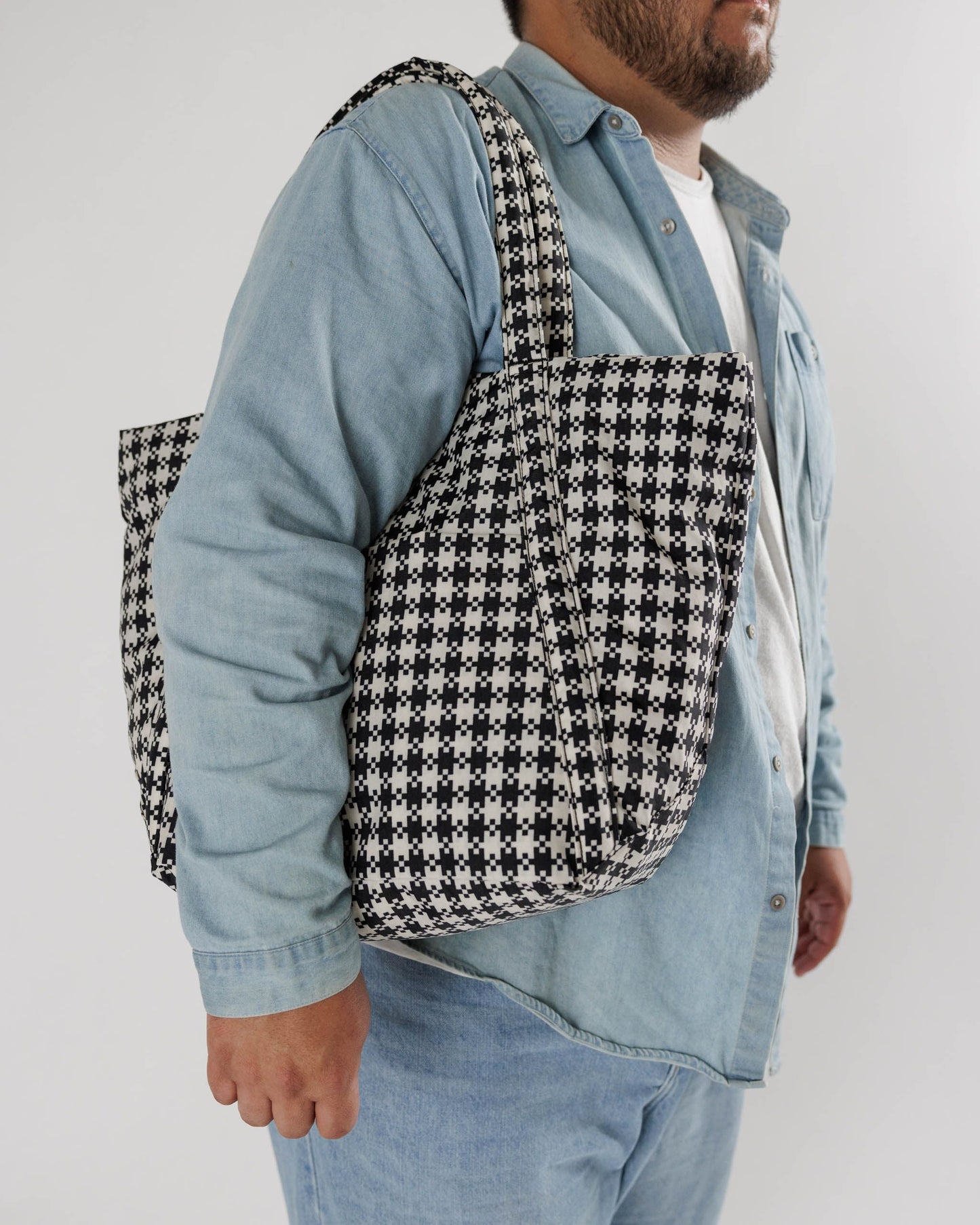 Cloud Bag - Black & White Pixel Gingham