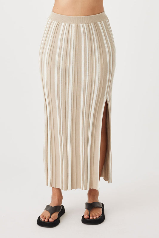 Odessa Skirt -Taupe & Cream