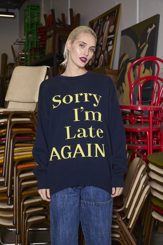 Sorry Sweater - Navy/Yellow