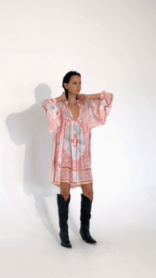 Burning Hearts Marrakesh Mini Dress - Pink/Blue Print