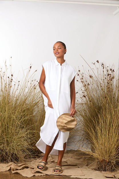 Bobby Pins Shirt Dress - White