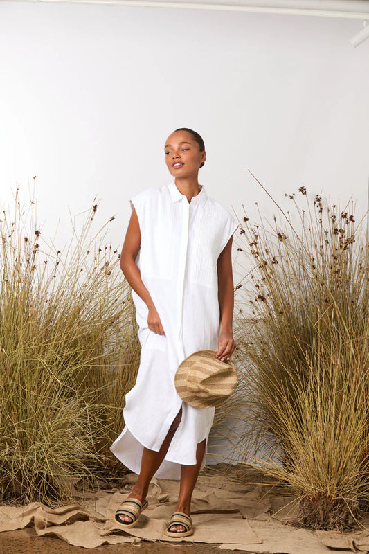 Bobby Pins Shirt Dress - White