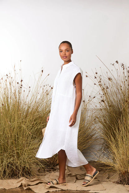 Bobby Pins Shirt Dress - White