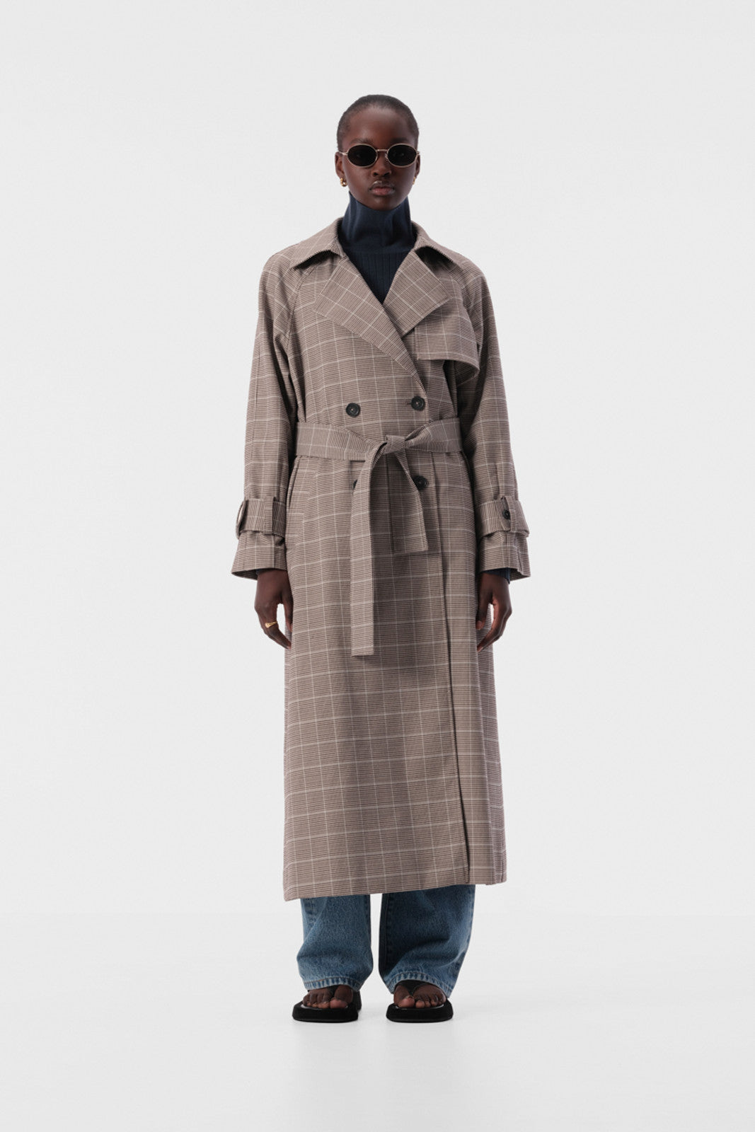 Freja Trench - Chocolate Check