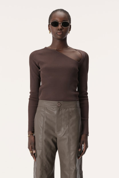 Roslyn Knit Top - Dark Taupe