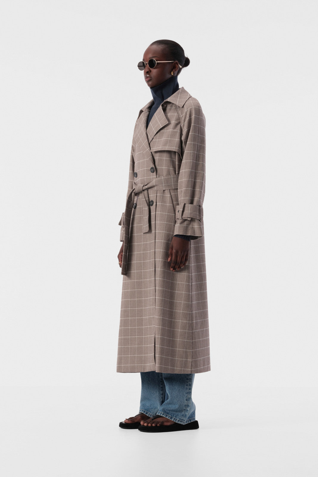 Freja Trench - Chocolate Check