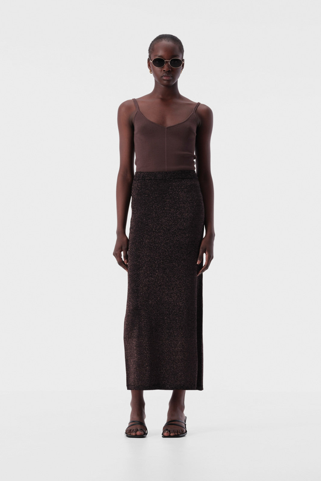 Thelma Knit Skirt - Copper Lurex