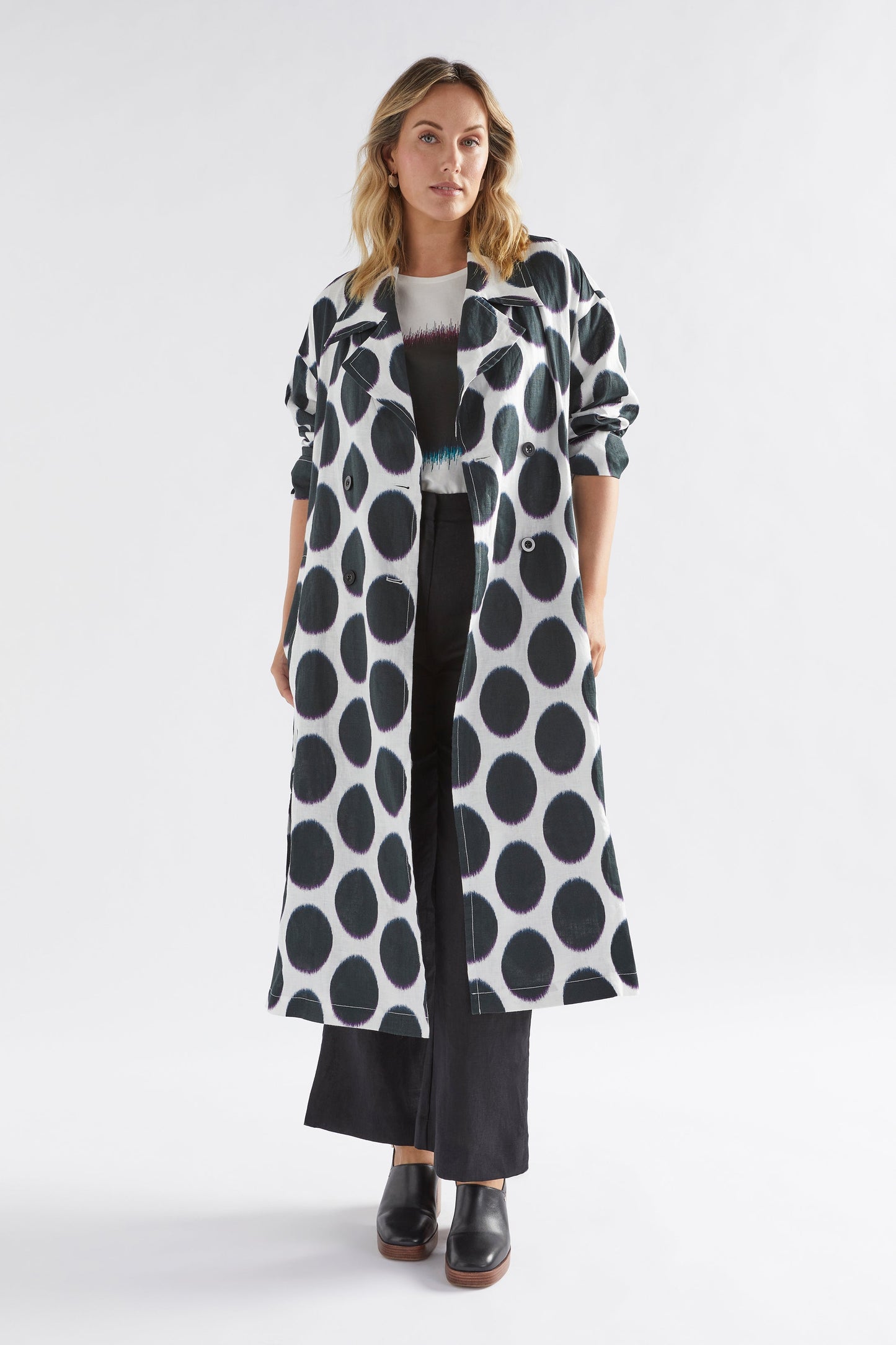 Ero Linen Trench Coat - Soft Spot Print