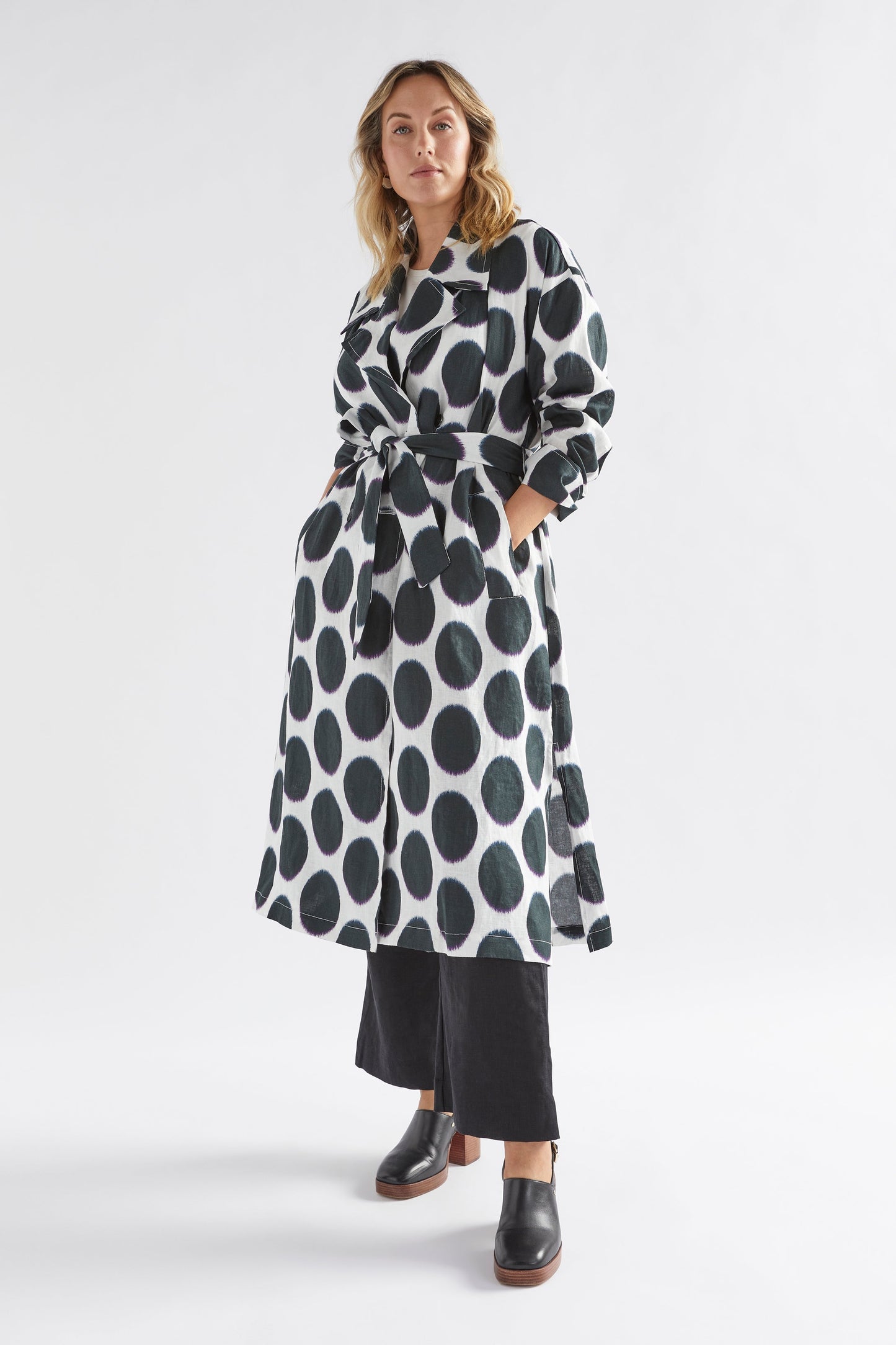 Ero Linen Trench Coat - Soft Spot Print