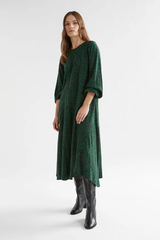 Dega Dress - Green Sinda Print