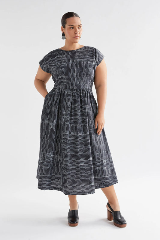 Indi Dress - Black Line Print