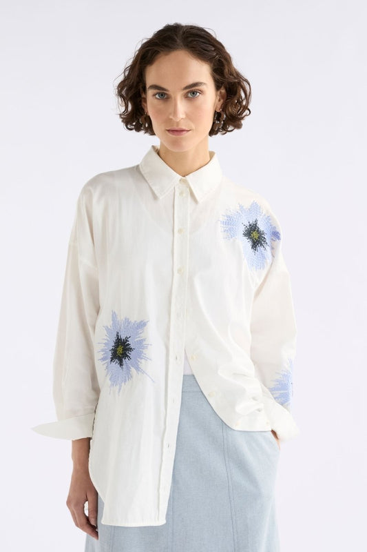 Eiren Relaxed Shirt - White/Lilac Blue