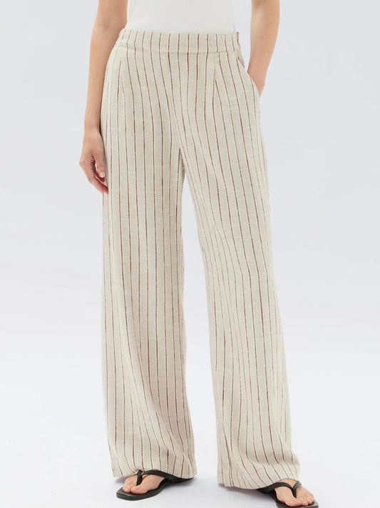 Neva Stripe Linen Trouser - Oat Stripe