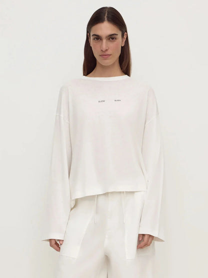 Slow Burn Wide LS Tee - Antique White