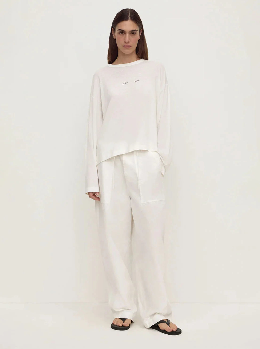 Slow Burn Wide LS Tee - Antique White