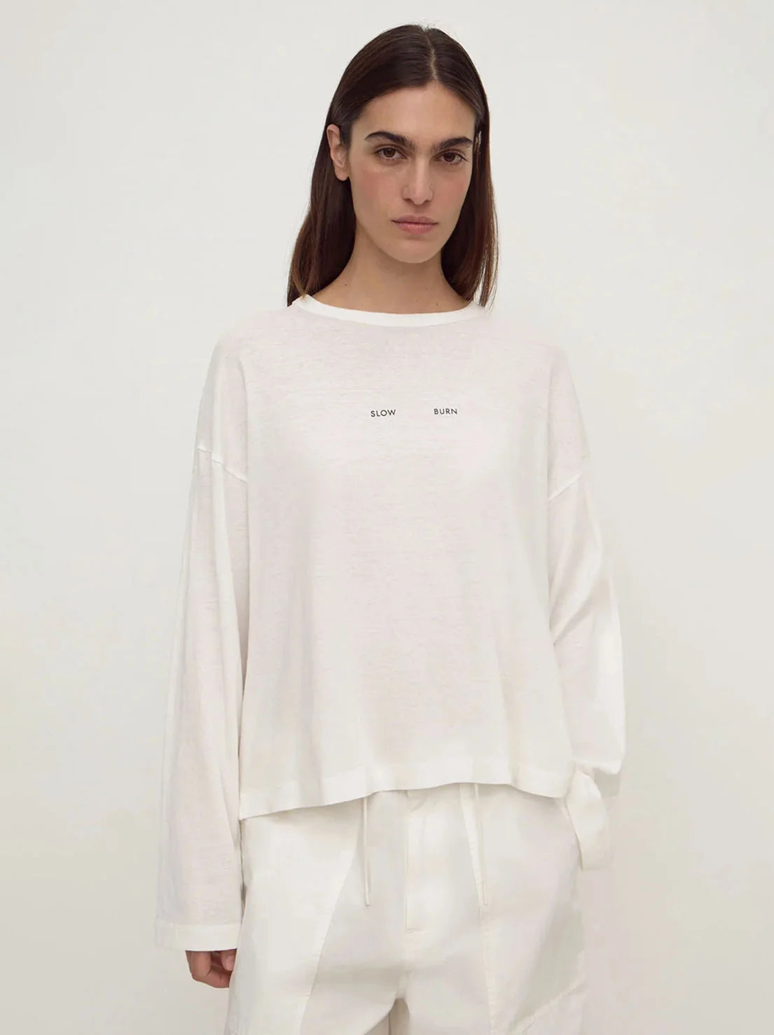 Slow Burn Wide LS Tee - Antique White