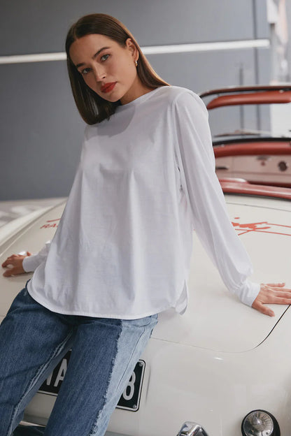 Baxter - Long Sleeve Top - White