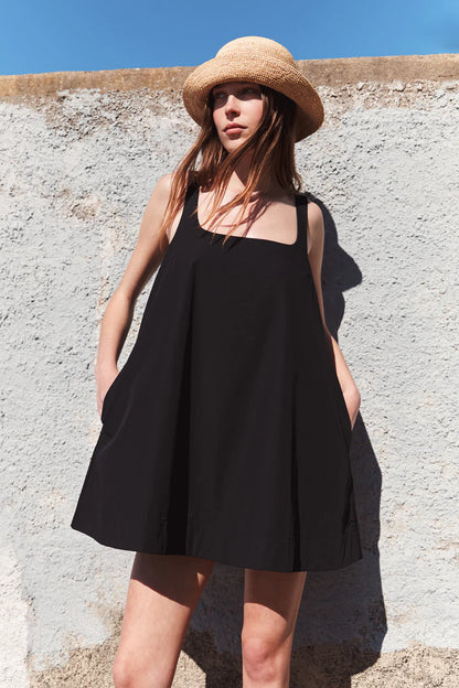 Becca Cotton Drill Mini Dress - Black