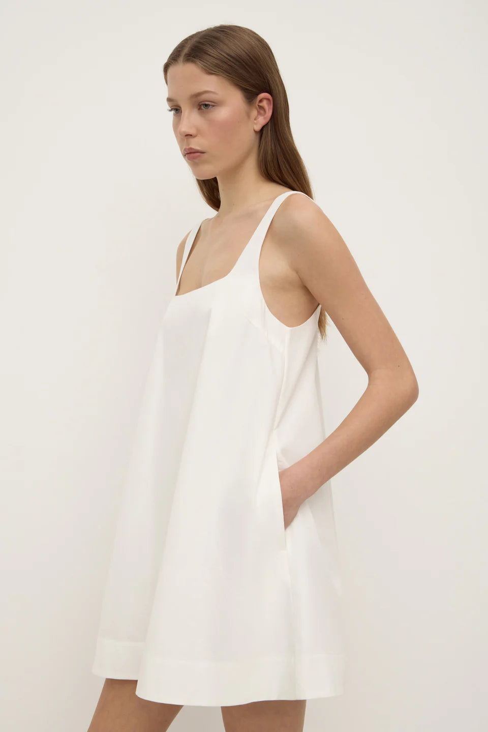 Becca Cotton Drill Mini Dress - White
