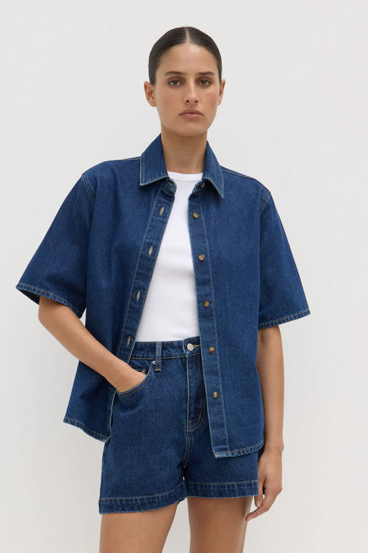 Boxy Denim SS Shirt - Heritage Blue