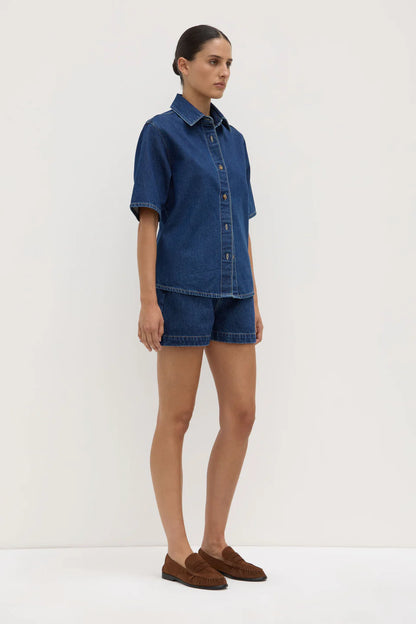 Boxy Denim SS Shirt - Heritage Blue