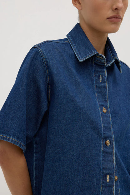 Boxy Denim SS Shirt - Heritage Blue