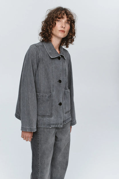 Cropped Pea Jacket - Stone