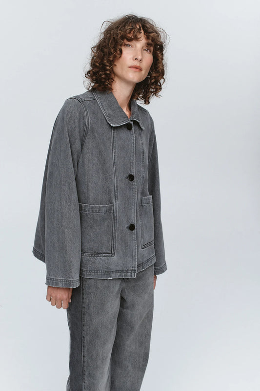 Cropped Pea Jacket - Stone