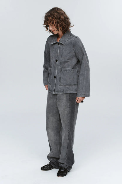 Cropped Pea Jacket - Stone