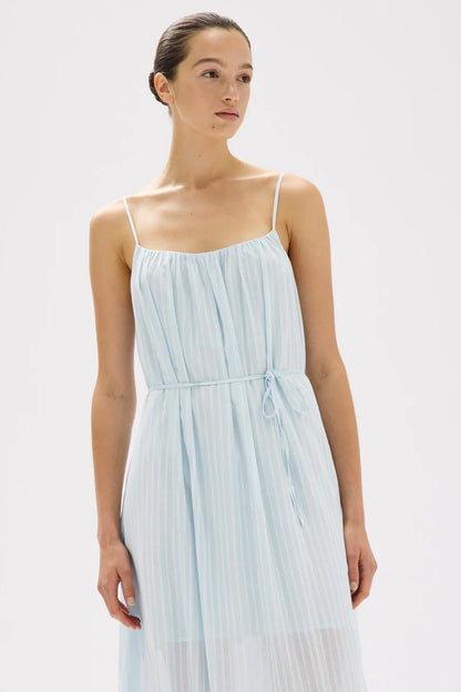 Cammy Stripe Maxi Dress - Blue Haze/White