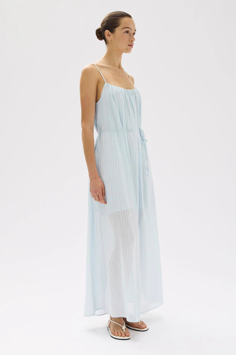 Cammy Stripe Maxi Dress - Blue Haze/White