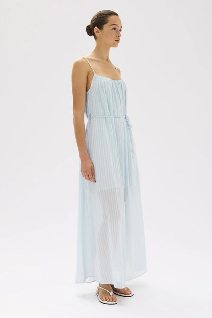 Cammy Stripe Maxi Dress - Blue Haze/White